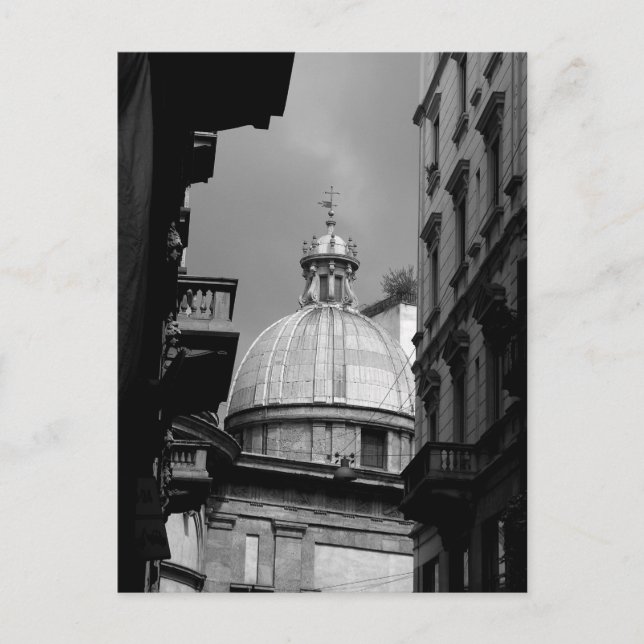 Carte Postale Image noir et blanc Rues de Milan Italie (Devant)