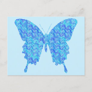 Carte Postale Image papillon, motif abstrait, nuances de bleu