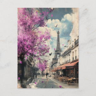 Carte Postale Image romantique de Paris avec la tour Eiffel