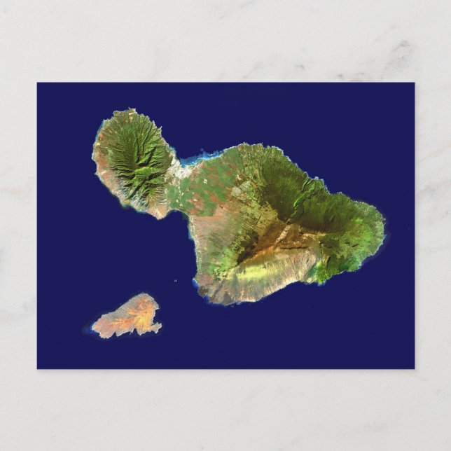 Carte Postale Image satellite de Landsat de Maui de l'espace (Devant)