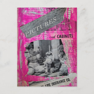 Carte Postale Images vintage d'enfants et d'un chien en collage