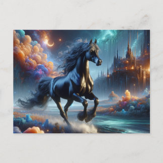 Carte Postale Imaginaire Black Half Arabian Horse