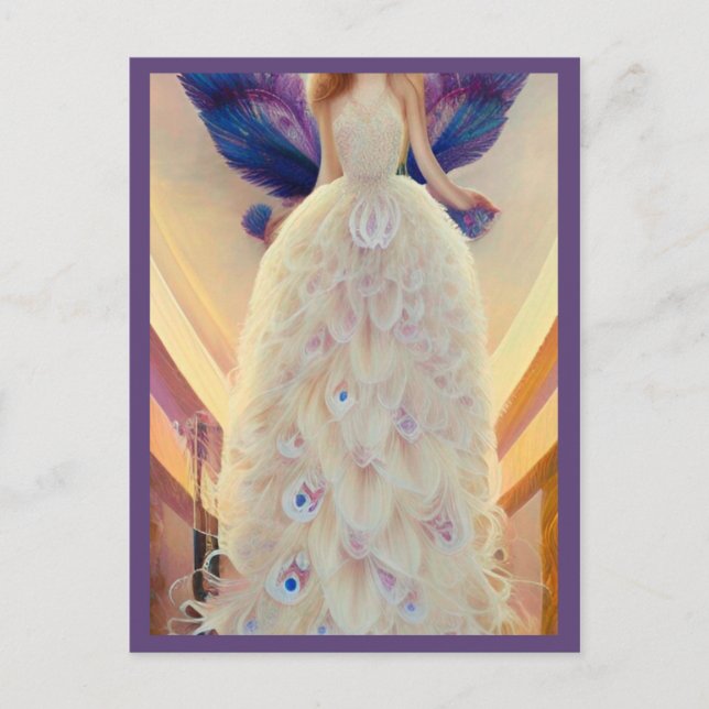 Carte Postale Imaginaire blanc Peacock Mariage robe Fashionista (Devant)