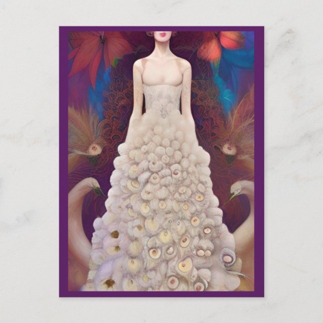 Carte Postale Imaginaire blanc Peacock Mariage robe Mode Diva (Devant)