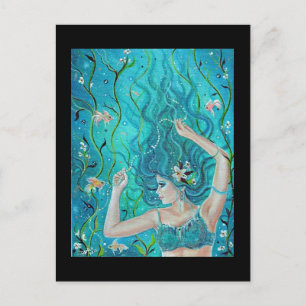 Carte postale Imaginaire bleu sirène par Renee