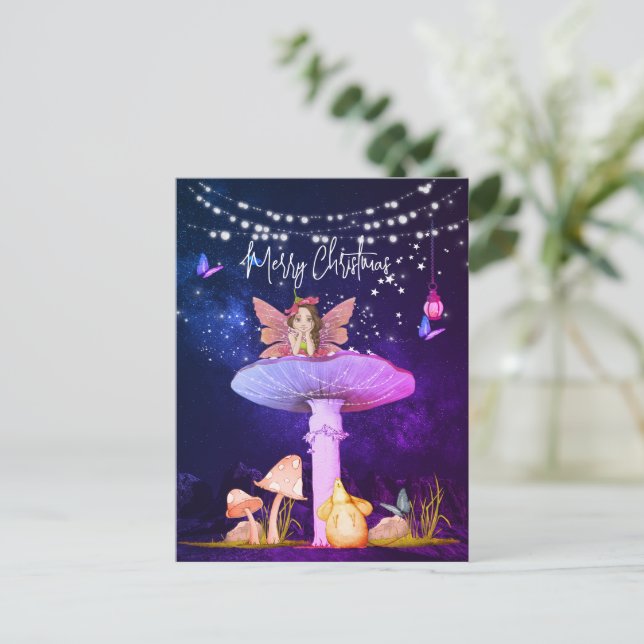 Carte Postale Imaginaire de champignons de Noël Fée Étoiles viol (Debout devant)