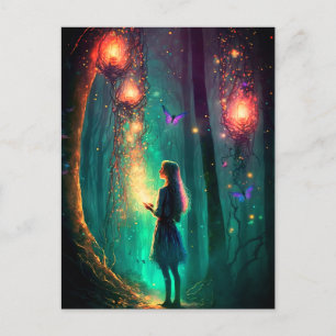 Carte Postale Imaginaire de forêt enchantée fée magique Pixie Po