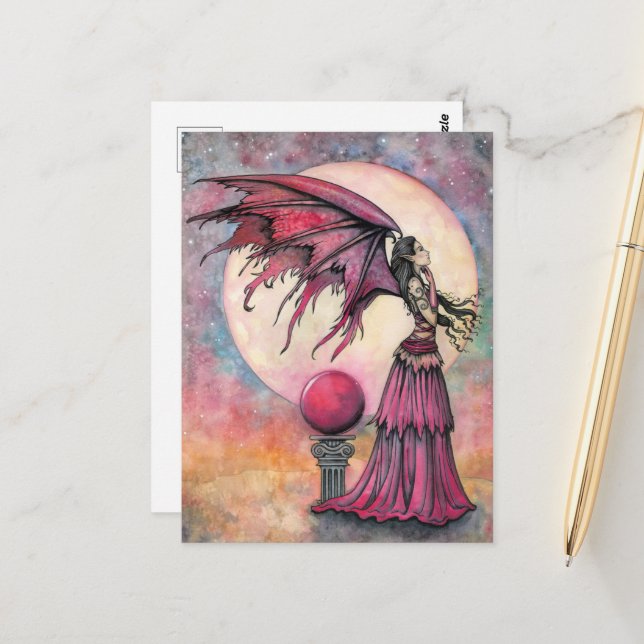 Carte Postale Imaginaire de nuit Art de la fée par Molly Harriso (Devant/Arrière en situation)