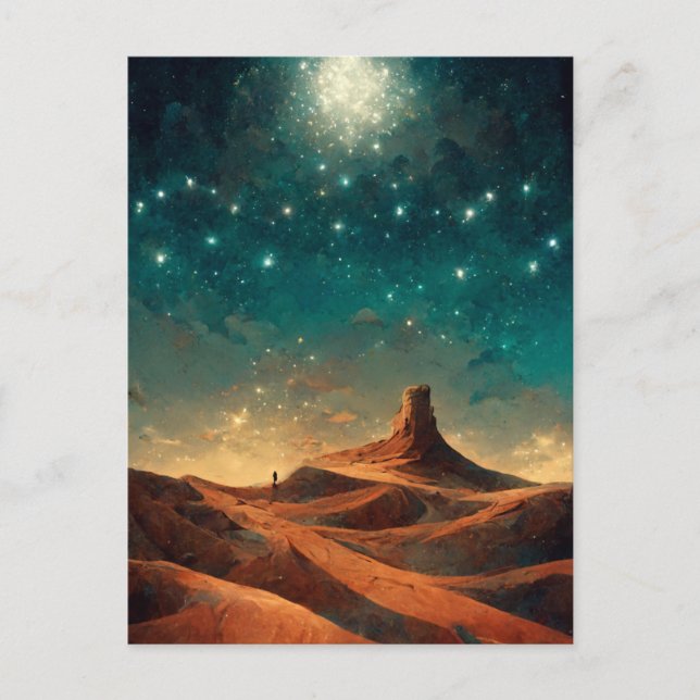 Carte Postale Imaginaire de nuit du désert Paysage Sci-Fi (Devant)
