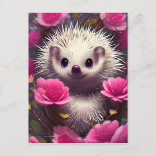Carte Postale Imaginaire détaillé Cute Kawaii Valentine Hedgehog