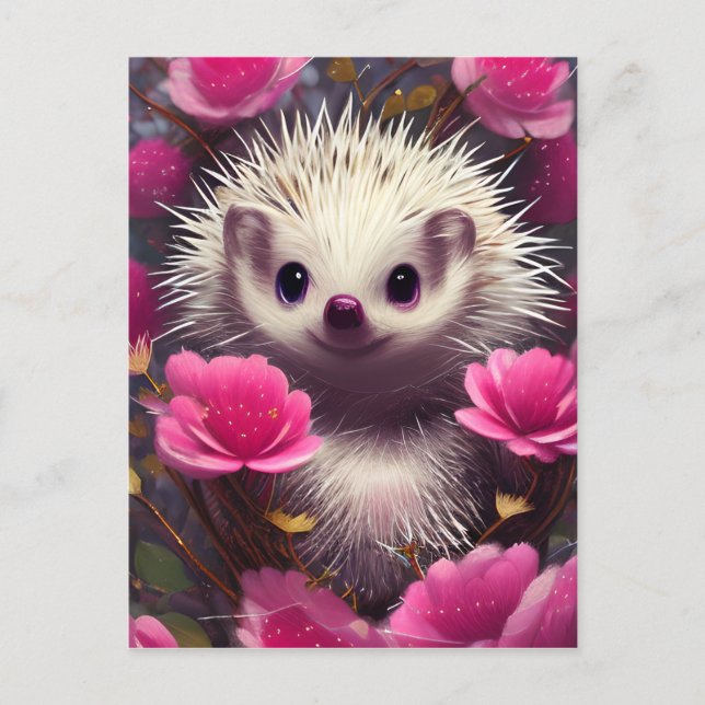 Carte Postale Imaginaire détaillé Cute Kawaii Valentine Hedgehog (Devant)