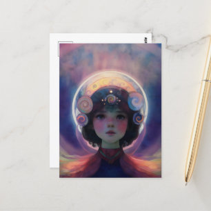 Carte Postale Imaginaire éthérée Céleste gardien du rêve d'enfan