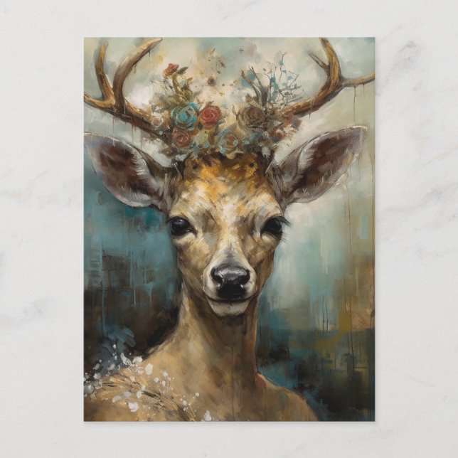 Carte Postale Imaginaire Fairy Tale Deer Woman Boho (Devant)