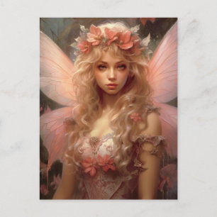 Carte postale Imaginaire Fée Magique Et Rose