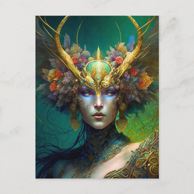 Carte postale Imaginaire Femme Elf Horned (Devant)
