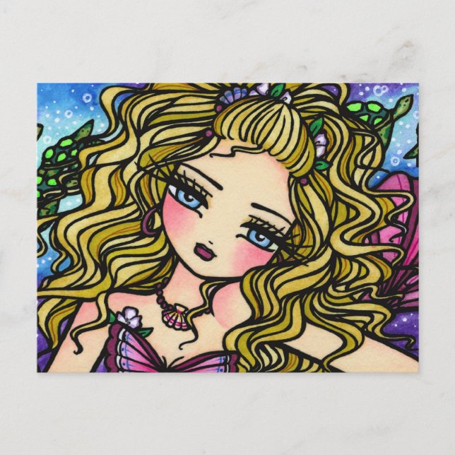 Carte postale Imaginaire fille de sirène de coquil (Devant)