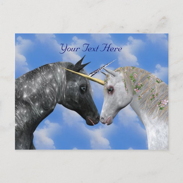 Carte postale Imaginaire Kissing Unicorns (Devant)