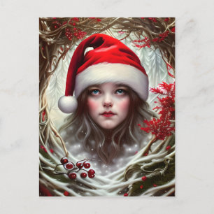 Carte Postale Imaginaire lunaire neige Père Noël Portrait