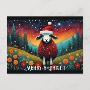 Carte Postale Imaginaire Meadow mignon bébé Moutons Noël
