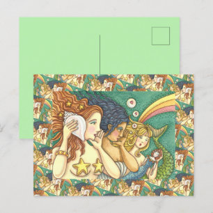 CARTE POSTALE IMAGINAIRE MERMAID SISTERHOOD PARTAGER DES SAVOIRS