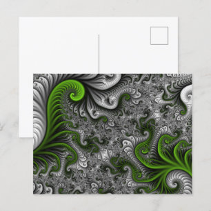 Carte Postale Imaginaire Monde Vert Et Gris Art Fractal Abstrait