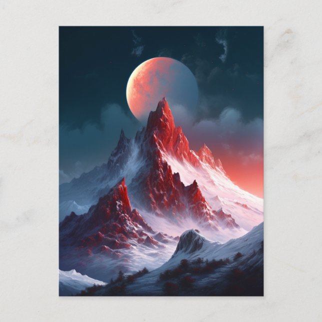 Carte postale Imaginaire Mountain Red Moon (Devant)