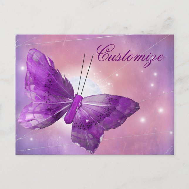Carte Postale Imaginaire papillon violet Moon Designs (Devant)