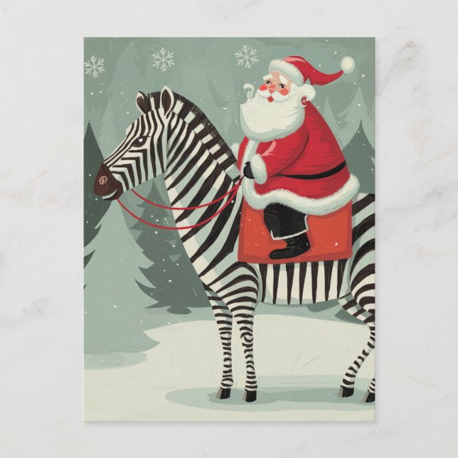 Carte Postale Imaginaire Père Noël et Zebra Storybook Style (Devant)