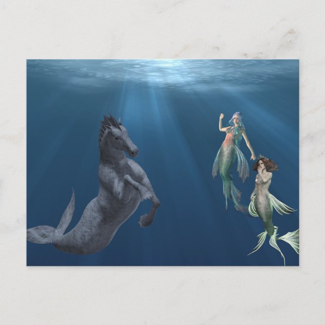 Carte Postale Imaginaire Sirènes Hippocampe Mythique de la mer C (Devant)