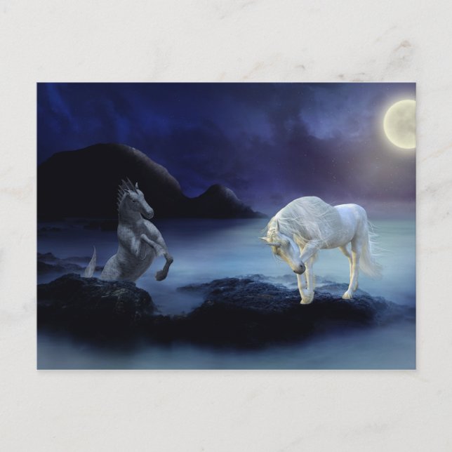 Carte Postale Imaginaire Unicorne Hippocampe Mythique de la mer  (Devant)