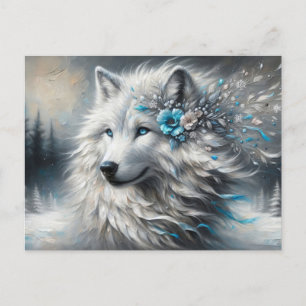 Carte Postale Imaginaire White Wolf Winter Wonderland