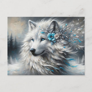 Carte Postale Imaginaire White Wolf Winter Wonderland