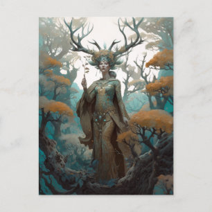 Carte Postale Imaginaire Woodland Sorceress Magic Imaginaire