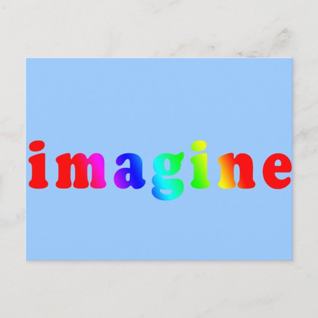 Carte Postale Imaginez en lettres couleur arc-en-ciel (Devant)