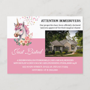 Carte Postale Immeuble à vendre drôle sur le thème de la licorne