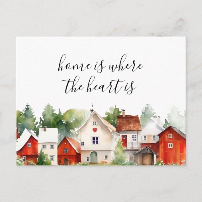 Carte Postale Immobilier à l'aquarelle La maison est où se trouv (Devant)