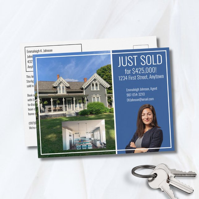 Carte Postale Immobilier Direct Mail Moderne Bleu 2 Image (Créateur téléchargé)