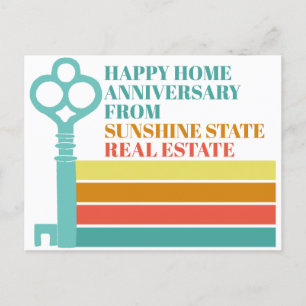 Carte Postale Immobilier Happy Home Anniversaire Rétro rayé