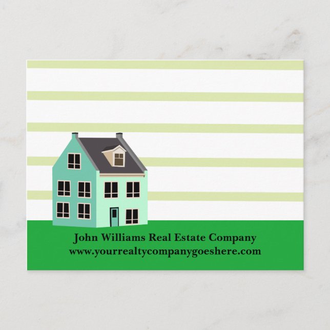 Carte Postale Immobilier Maison de société moderne Vert rayé (Devant)
