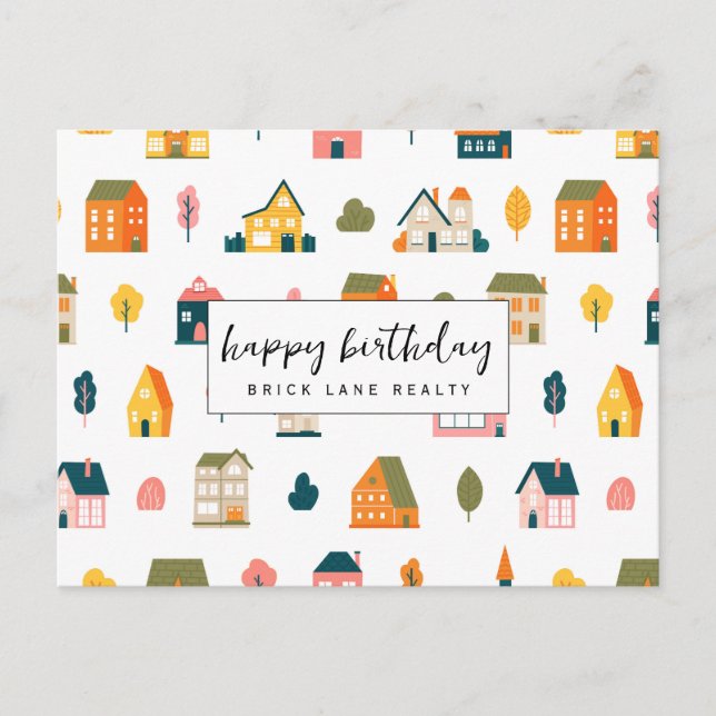 Carte Postale Immobilier motif maison Joyeux Anniversaire (Devant)