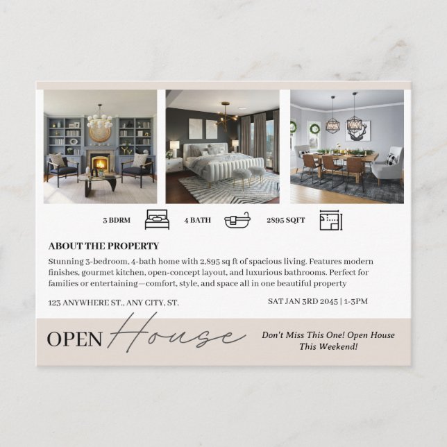 Carte Postale Immobilier Open House Marketing (Devant)