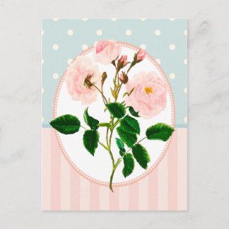 Carte Postale Impression botanique rose rose vintage