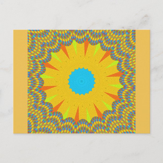 Carte Postale Impression Cyan et Gold Mandala Art (Devant)