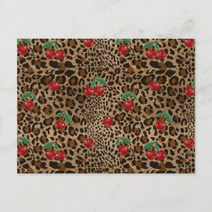 Carte Postale Impression d'animal Léopard Guépard à motif Cerise