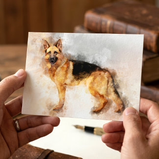 Carte Postale Impression d'art aquarelle de chien berger alleman