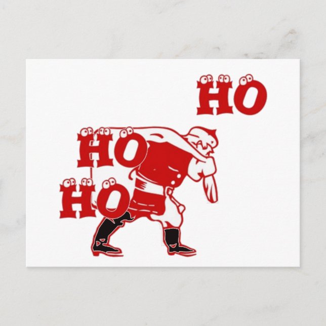 Carte Postale Impression d'art du Père Noël rouge et blanc march (Devant)