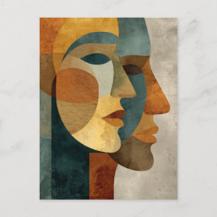 Carte Postale Impression d'art mural de visages abstraits cubist