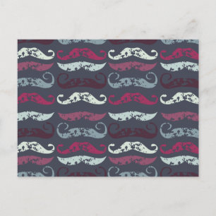 Carte Postale Impression de moustache rétro en détresse