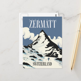 Carte Postale Impression de ski à Zermatt en Suisse