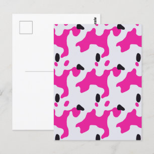 Carte Postale Impression de vache rose et noire